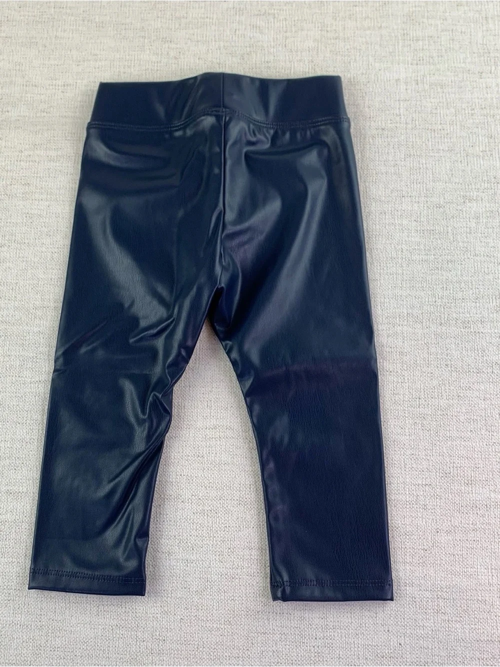 Crewcuts New Girls' faux-leather leggings in navy blue size 2T